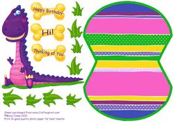 Purple Dino Wobble Card