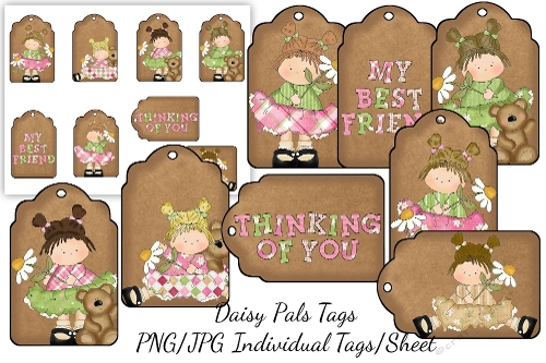 Daisy Pals Printable Tags/Digital Tags/Sheet Tags