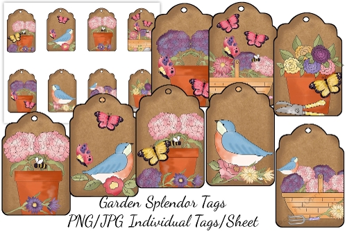 Garden Splendor Printable Tags/Digital Tags/Sheet Tags