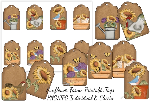 Sunflower Farm Printable Tags/Digital Tags/Sheet Tags