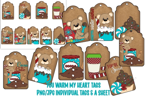 You Warm My Heart/Hot Cocoa Printable Tags/Digital Tags/Sheet Tags