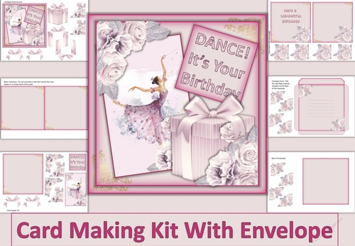 Birthday Dance Card Kit with inserts and envelopes JPEGS and PDF