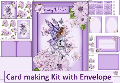 Ladies Various Fairy Card with inserts, decoupage and Envelope