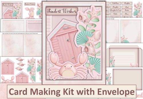 Shabby Chic Nautical Card Kit with inserts, decoupage and envelopes JPEGS and PDF