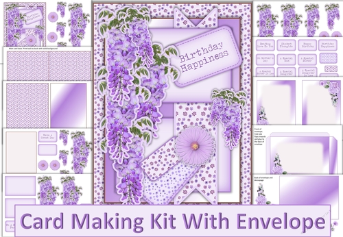 Shabby Chic Purple Card Kit with envelope, tags, ephemera, inserts