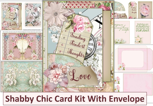 Shabby Chic Card Kit with Inserts and Envelope JPEG and PDF
