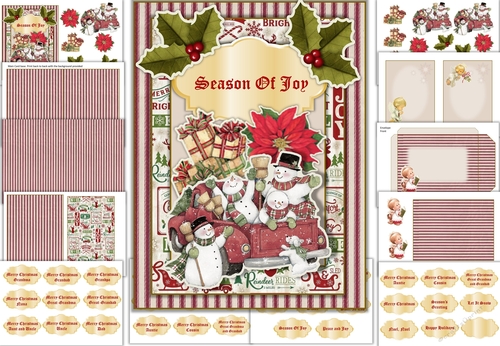 Vintage Christmas Card Kit 2 with Inserts and Envelope 35 Sentiments