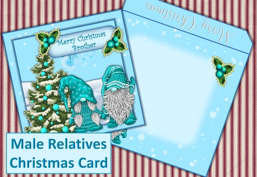 Male Relative Christmas Gnome Card Kit JPEGS and PDF