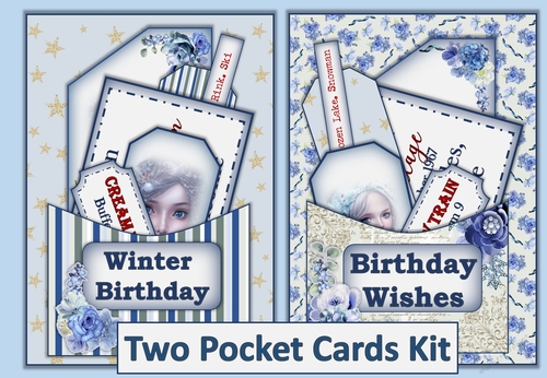 Winter Birthdays Pockets Cards Pack of Two with inserts and envelopes