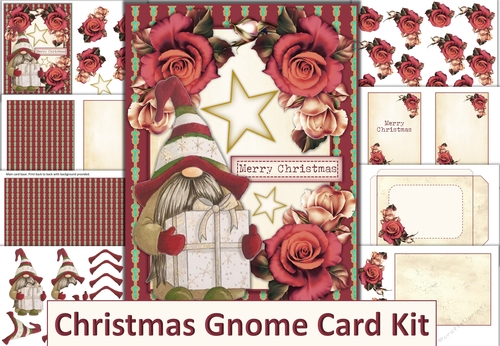 Christmas Santa Gnome Card with inserts and envelope JPEGs & PDF