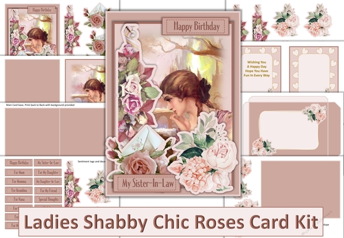 Shabby Chic Ladies Various Card with inserts and envelope
