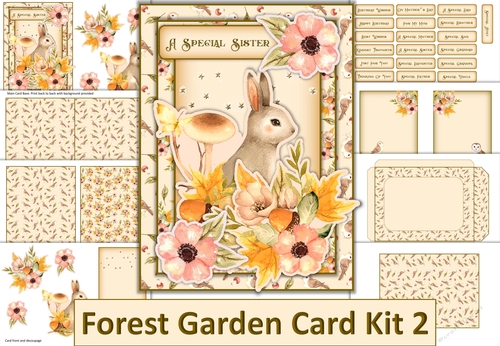 Forest Garden Card Kit 2 22 different sentiments, envelope and inserts JPEG and PDF