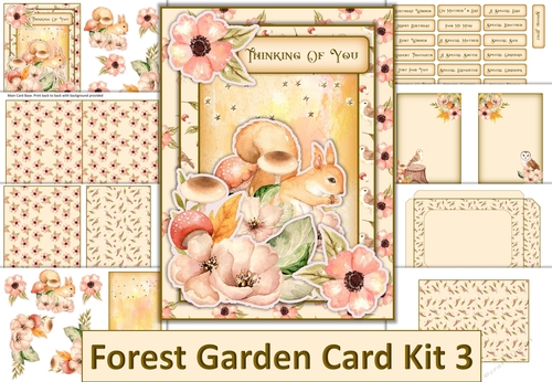 Forest Garden Card Kit 3 22 different sentiments, envelope and inserts JPEG and PDF