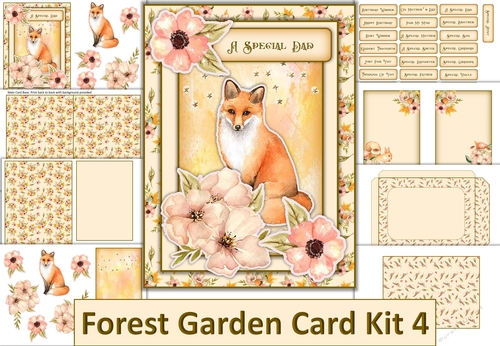 Forest Garden Card Kit 4 22 different sentiments, envelope and inserts JPEG and PDF