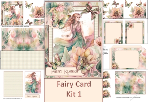 Fairy Card Kit 1 with inserts, decoupage and envelopes JPEG and PDF