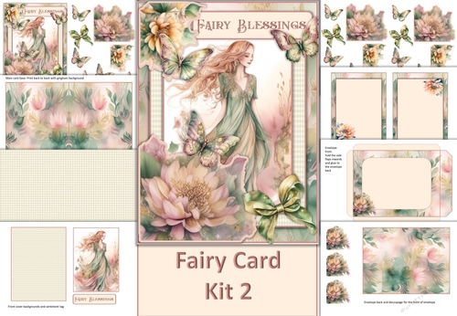 Fairy Card Kit 2 with inserts, decoupage and envelopes JPEG and PDF
