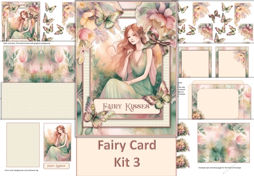 Fairy Card Kit 3 with inserts, decoupage and envelopes JPEG and PDF