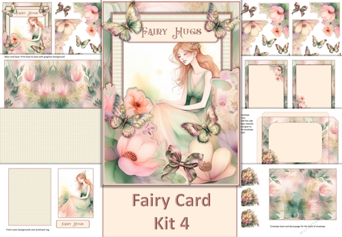 Fairy Card Kit 4 with inserts, decoupage and envelopes JPEG and PDF