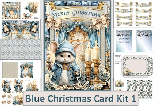 Christmas Blue Card Making Kit 1 Various tags and envelope