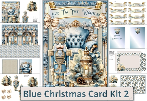 Christmas Blue Card Making Kit 2 Various tags and envelope