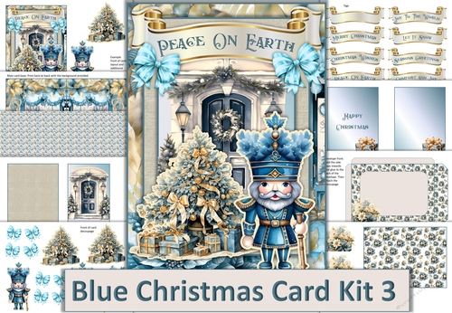 Christmas Blue Card Making Kit 3 Various tags and envelope
