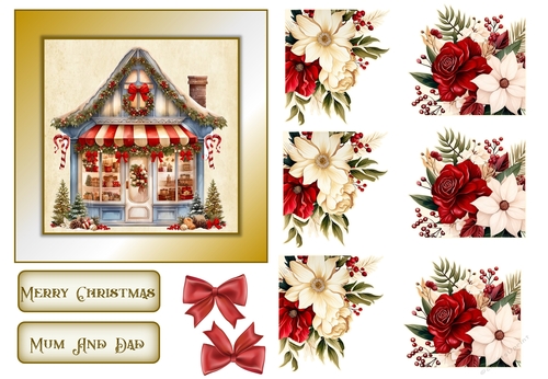 Christmas Quick Card Mum and Dad with Decoupage and Sentiments