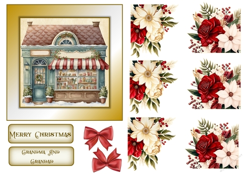 Christmas Quick Card Grandma and Grandad with Decoupage and Sentiments