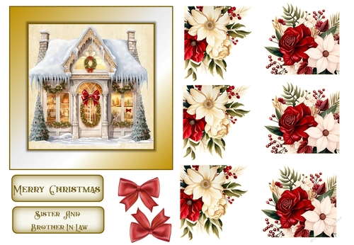 Christmas Quick Card Brother and Sister In Law with Decoupage and Sentiments