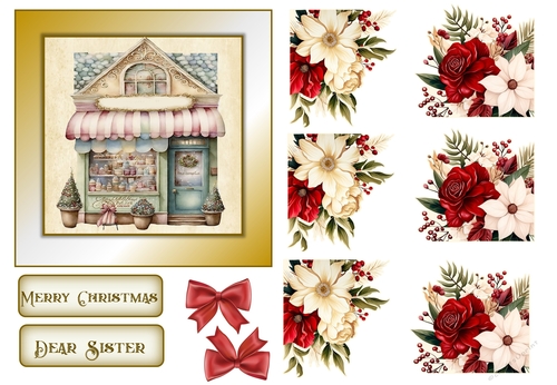 Christmas Quick Card Dear Sister with Decoupage and Sentiments
