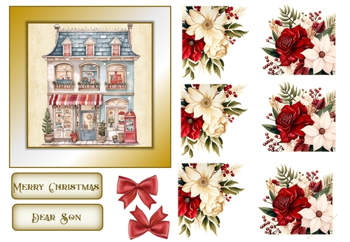 Christmas Quick Card Dear Son with Decoupage and Sentiments