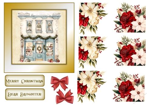 Christmas Quick Card Dear Daughter with Decoupage and Sentiments