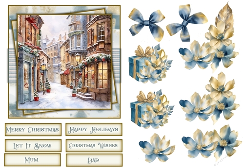 Christmas Scene Quick Card Mum and Dad with decoupage and sentiments
