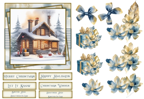 Christmas Scene Quick Card Sister and Brother in Law or Brother And Sister In Law with decoupage and sentiments