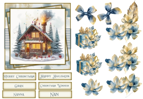 Christmas Scene Quick Card Gran, Nanna, Nan with decoupage and sentiments