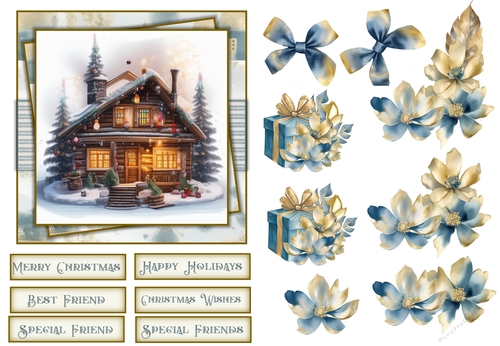 Christmas Scene Quick Card Best Friend, Special Friend with decoupage and sentiments
