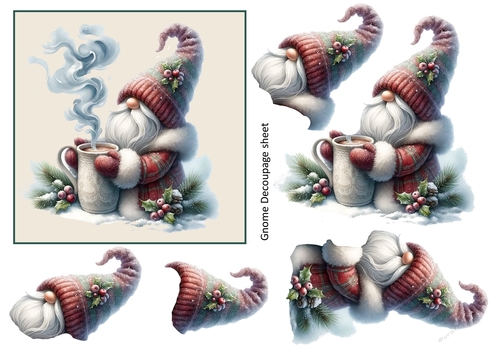 Christmas Gnome 3D decoupage sheet card topper 2