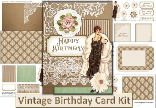 Vintage Retro Birthday Card with inserts and envelope