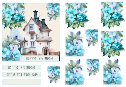 Fathers Day, Birthday Quick Cottage Card Front with decoupage and sentiment
