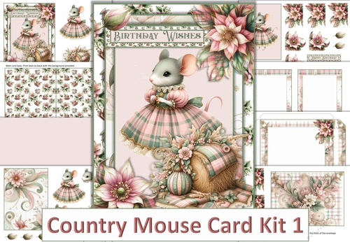 Country Mouse Card Kit 1 with inserts and Envelope