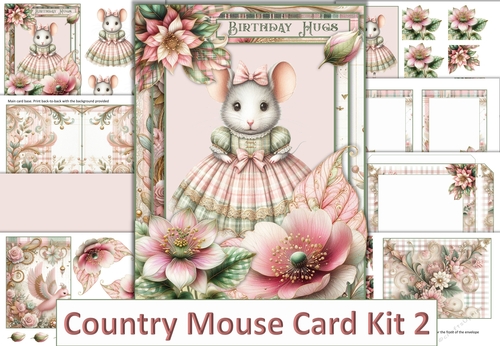 Country Mouse Card Kit 2 with inserts and Envelope