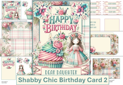 Shabby Chic Female Card 2 Kit with Decoupage, sentiments, inserts and envelope