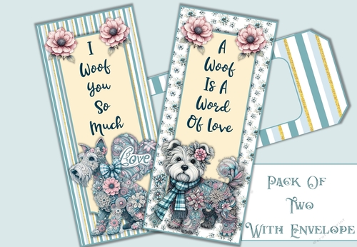 Love From The Dog Cards, Pack of Two with envelope JPEGS and PDF
