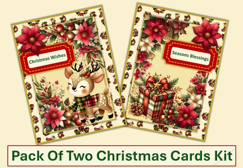 Christmas Cards Kit. Pack of Two JPEG and PDF