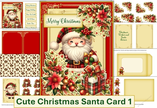 Christmas Santa Card Kit 1 with inserts and envelope