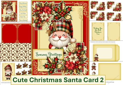 Christmas Santa Card Kit 2 with inserts and envelope