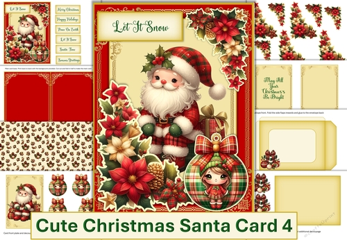 Christmas Santa Card Kit 4 with inserts and envelope