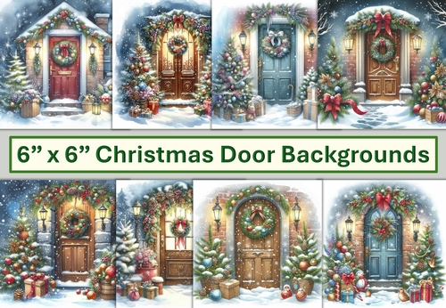 8 Christmas Door Card fronts 6 x6 JPEG