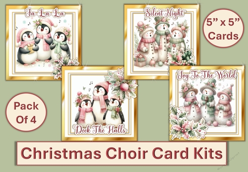 Christmas Choir card kits. Pack of 4 JPEGs and PDF