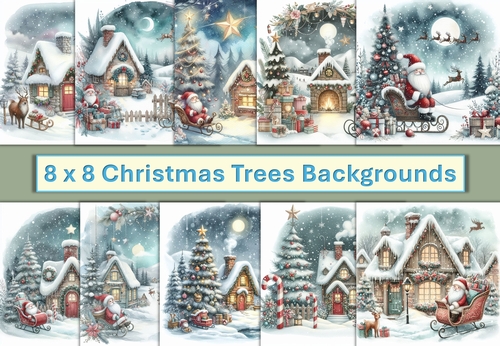 10 Christmas North Pole Card fronts 8 x 8 inches JPEG