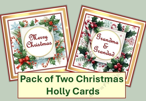 Christmas Holly Cards Kit Pack of 2